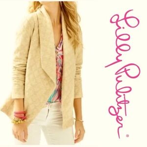 Lilly Pulitzer Brea Wrap quilted cardigan Sz M in heathered wheat